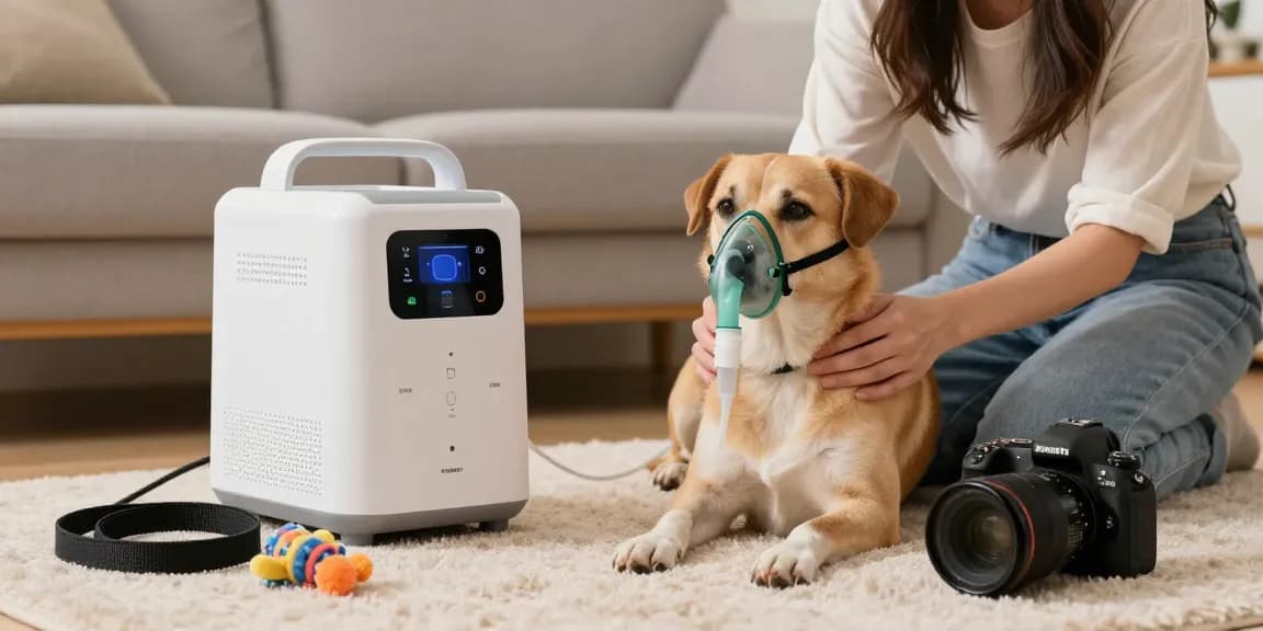 PetAir oxygen therapy machine enhancing pet health in cozy home environment