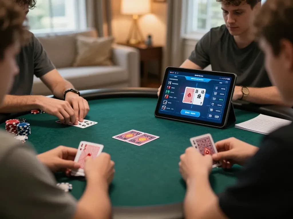 iWin online poker game in action, engaging players and exciting atmosphere at home.