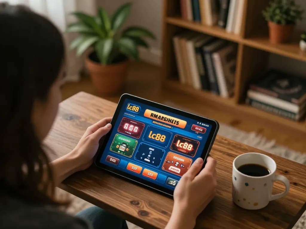 Engaging online gaming moment with lc88 tablet display in a cozy home setup