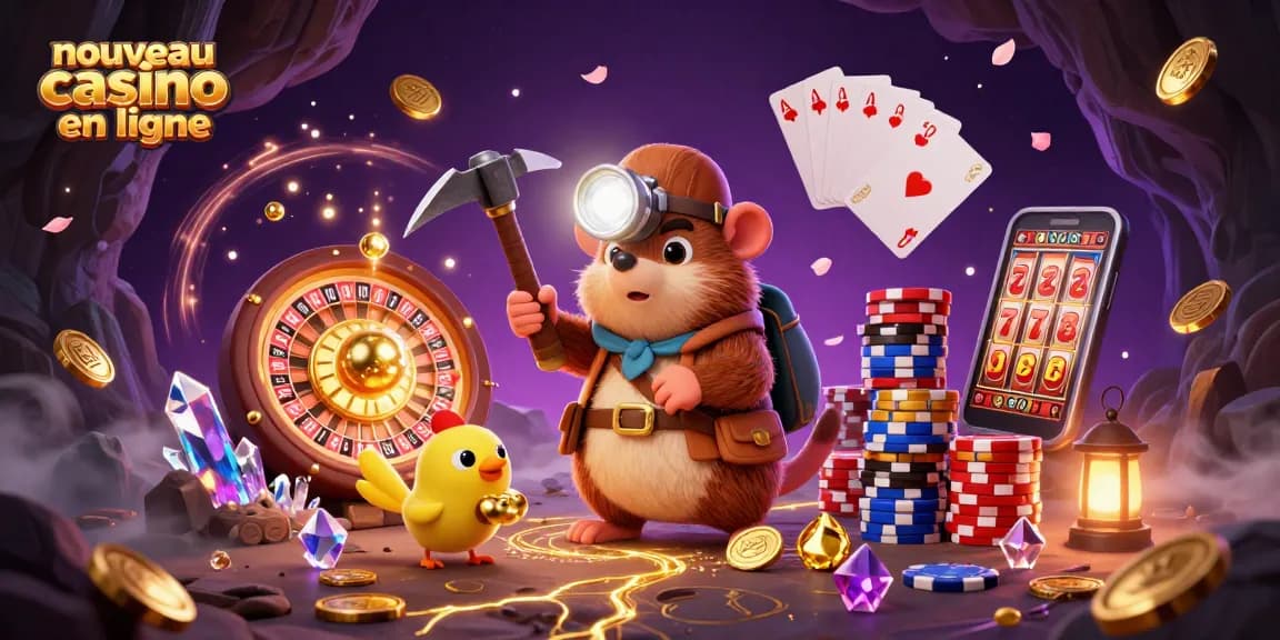 Découvrez un nouveau casino en ligne avec des trésors et des jeux palpitants dans une scène dynamique et colorée.