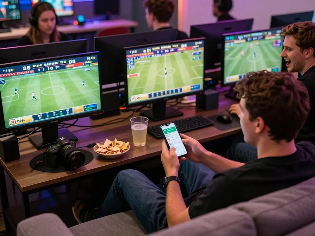Experience live betting excitement on v9bet with multiple screens and an active smartphone.