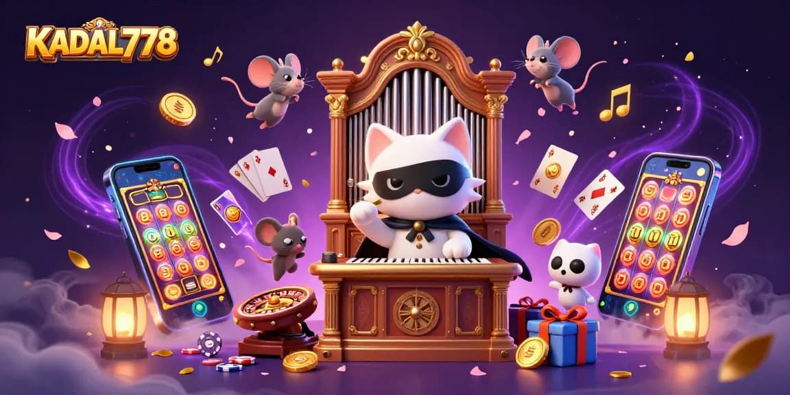 KADAL778 engages players with a vibrant casino scene featuring colorful slots and dynamic characters