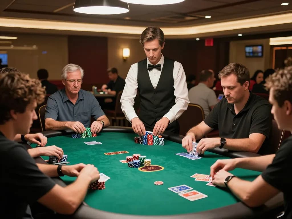 F8BETZ players strategizing during a thrilling poker round at a luxurious casino table.