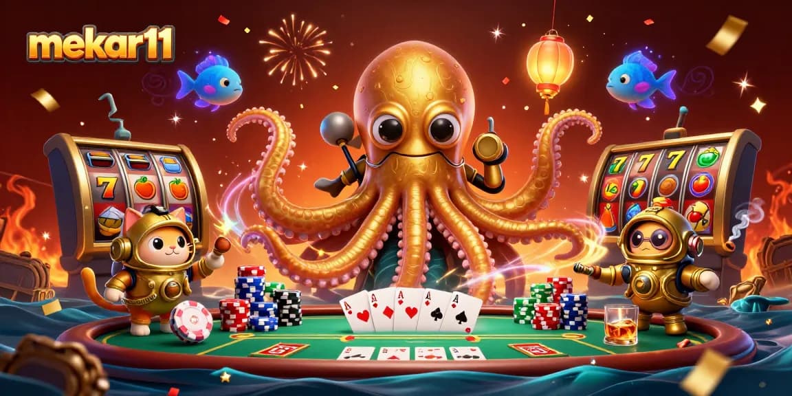 Experience thrilling wins at mekar11 with a vibrant casino scene featuring colorful slot machines.