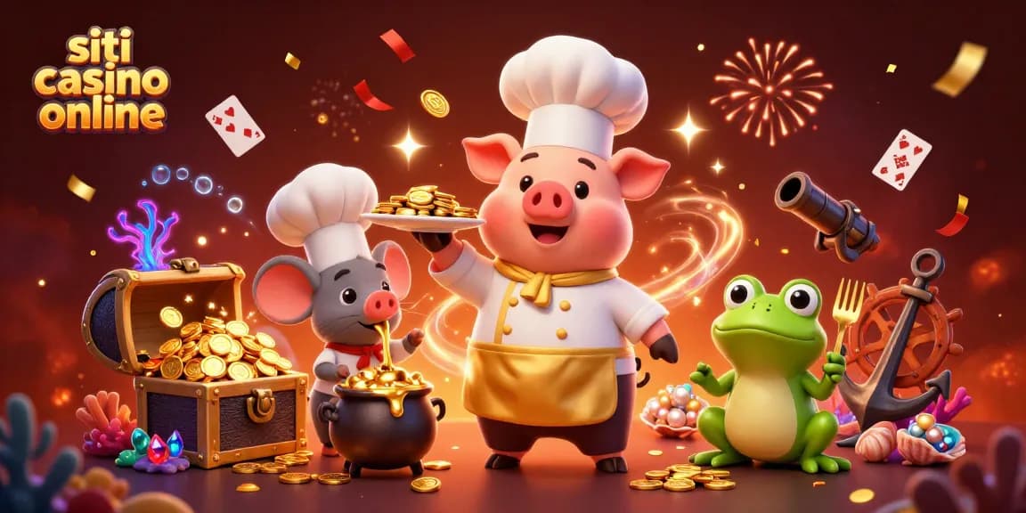 Gioca divertendoti nei siti casino online con un'immagine vivace di personaggi mentre esplorano tesori in un casinò fantastico.