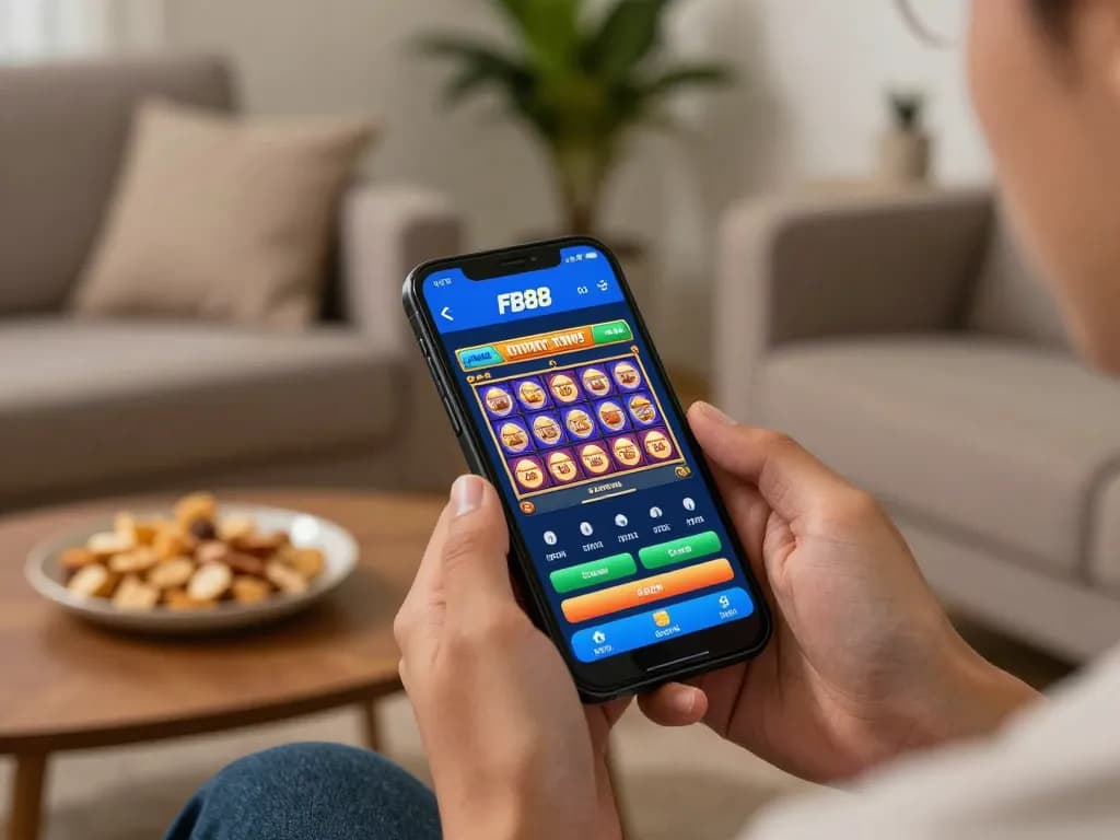 Engaging in mobile betting with Đăng Nhập FB88 displayed on a smartphone, illustrating gameplay excitement.