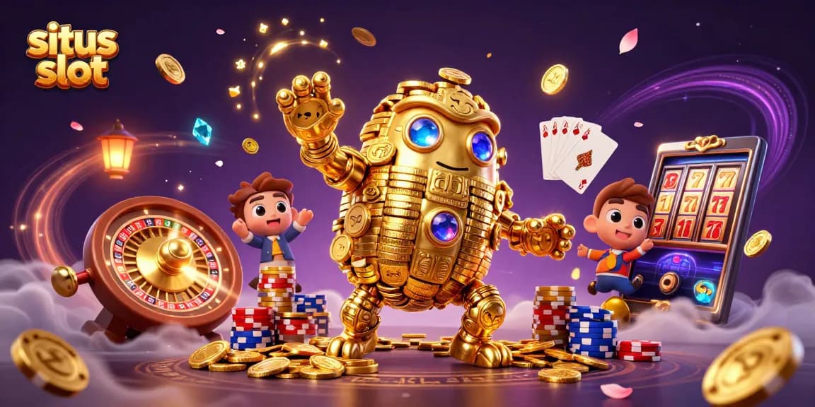 Mengalahkan situs slot dengan golem emas dan simbol mesin slot yang berkeliaran.
