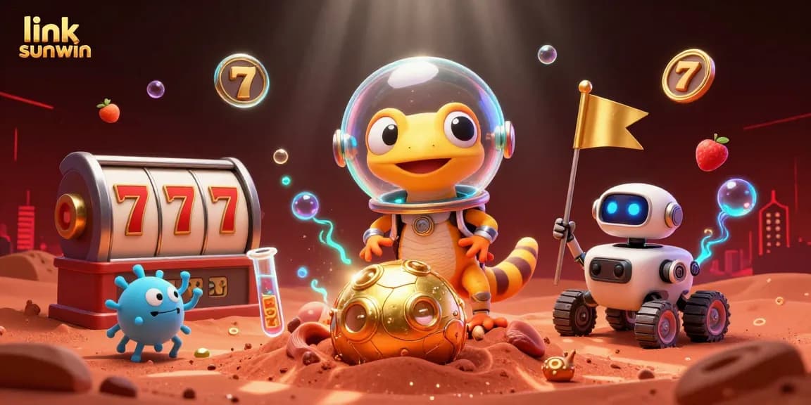 Experience thrilling gameplay at link sunwin with a vibrant Martian casino scene filled with excitement.
