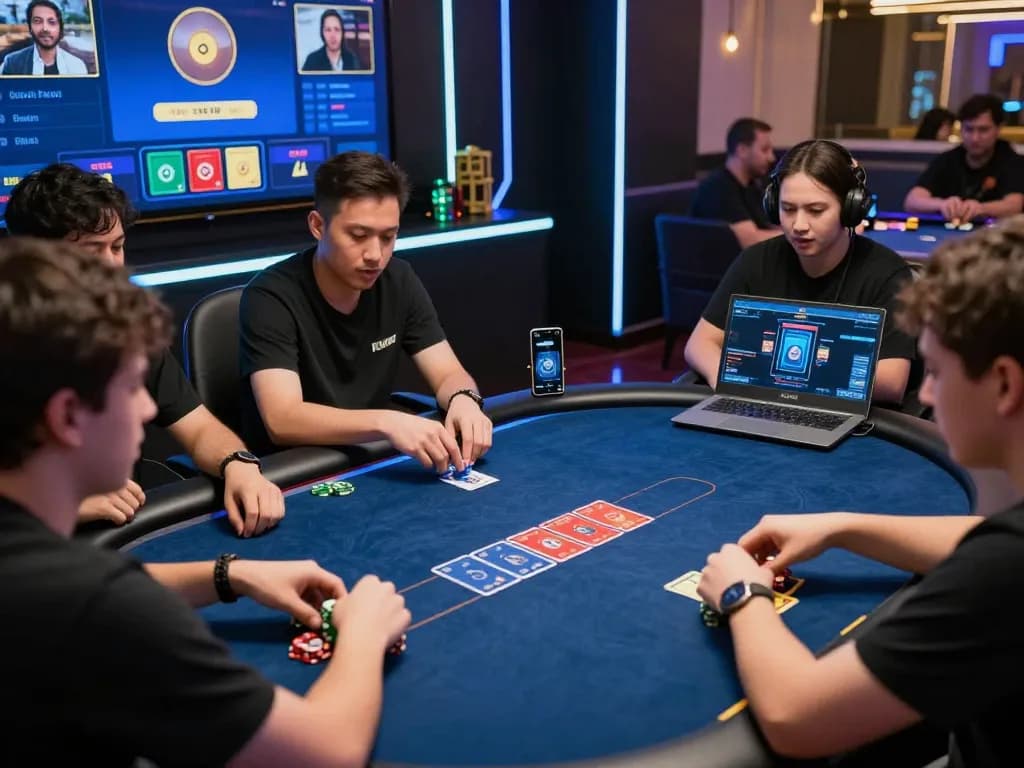 Players engaging in situs idn poker online, showcasing excitement and strategy.