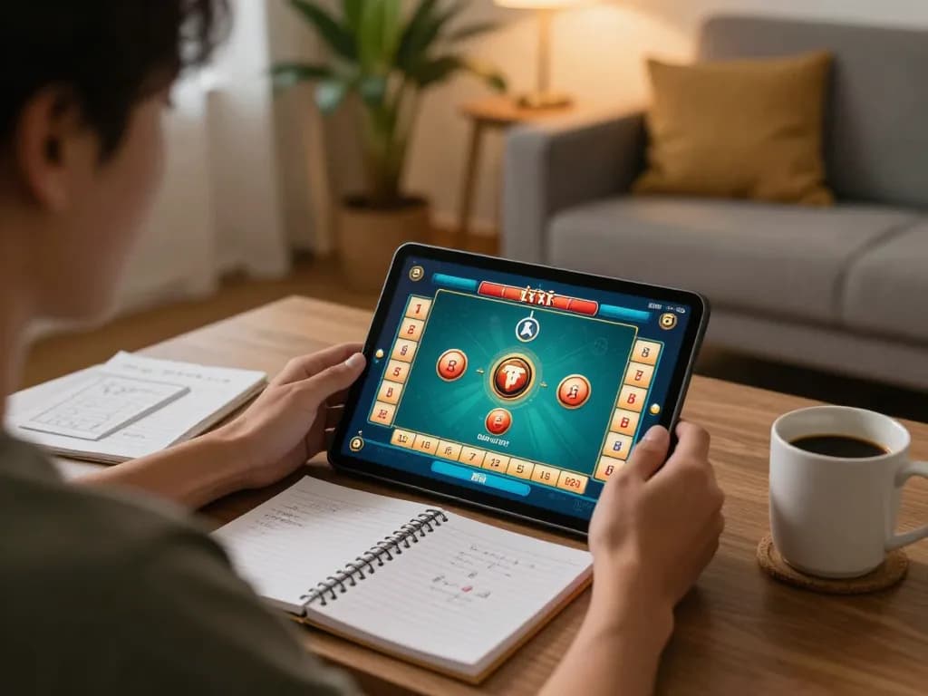 Engaging with taixiuonline8 on tablet while analyzing game strategies in a cozy setting.