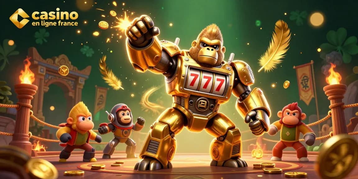 Profitez d'une expérience unique sur le casino en ligne France avec un gorille mech inspiré des machines à sous.