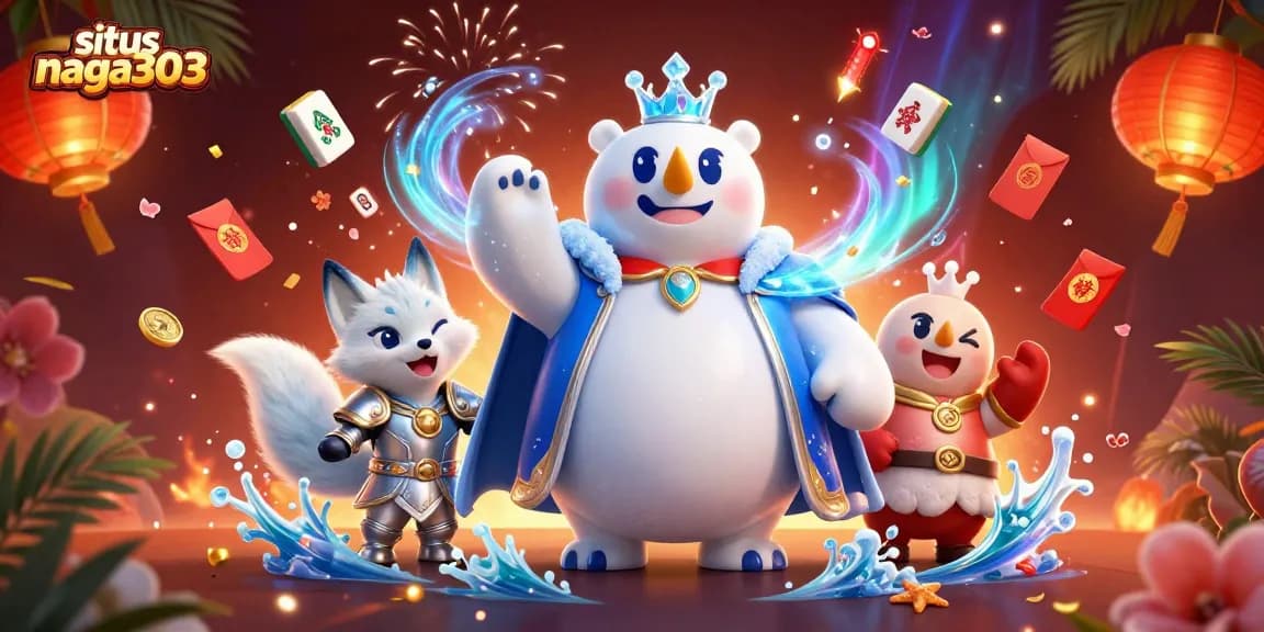 Engage with situs naga303's vibrant gaming scene featuring animated characters and dynamic casino elements.