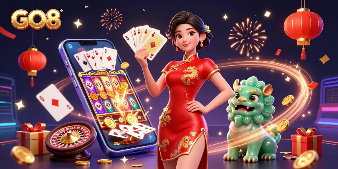 Win big at GO8 with an elegant dealer, golden cards, and rich casino elements!