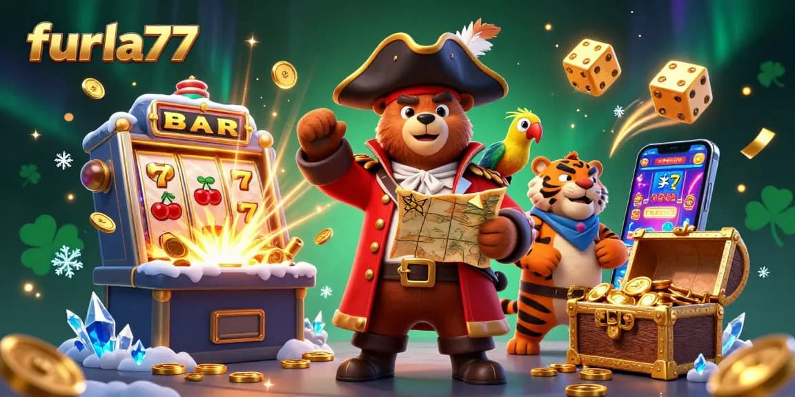 Experience thrilling wins with furla77's vibrant slot machine jackpot explosion, pirate characters, and casino excitement.