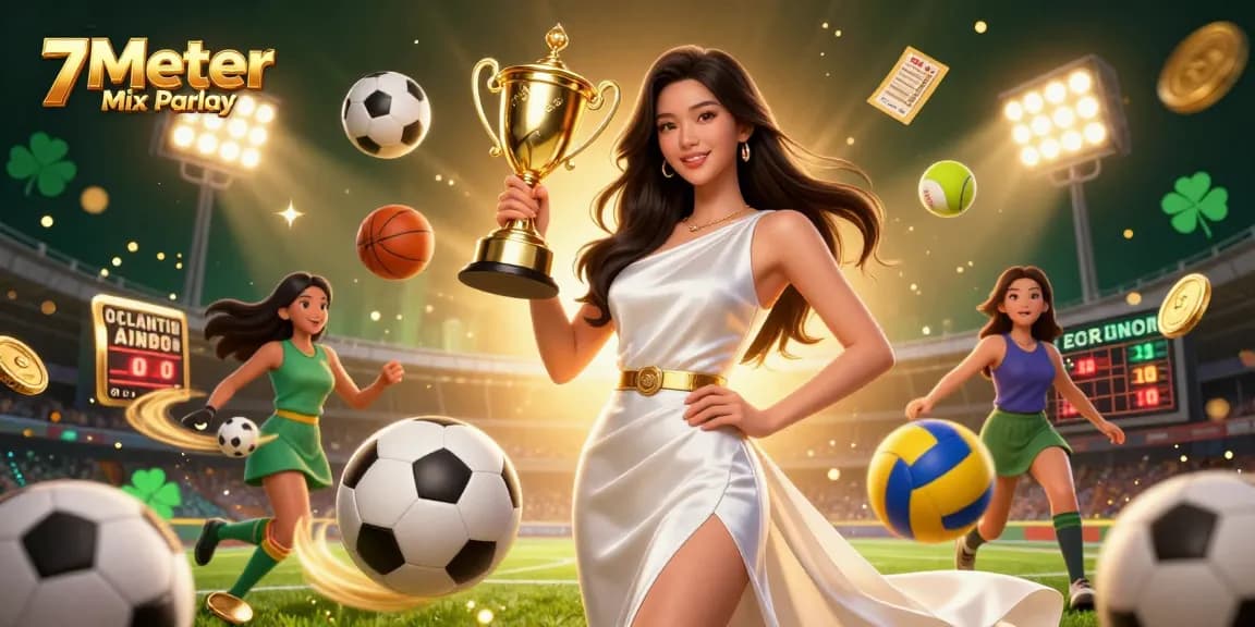 Engage with 7Meter Mix Parlay and elevate your sports betting strategy in a vibrant illustration.
