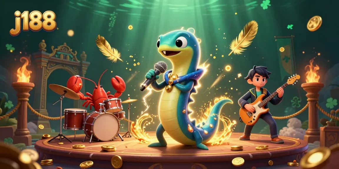 Experience the excitement of j188 in a vibrant underwater casino with electric eel DJ.