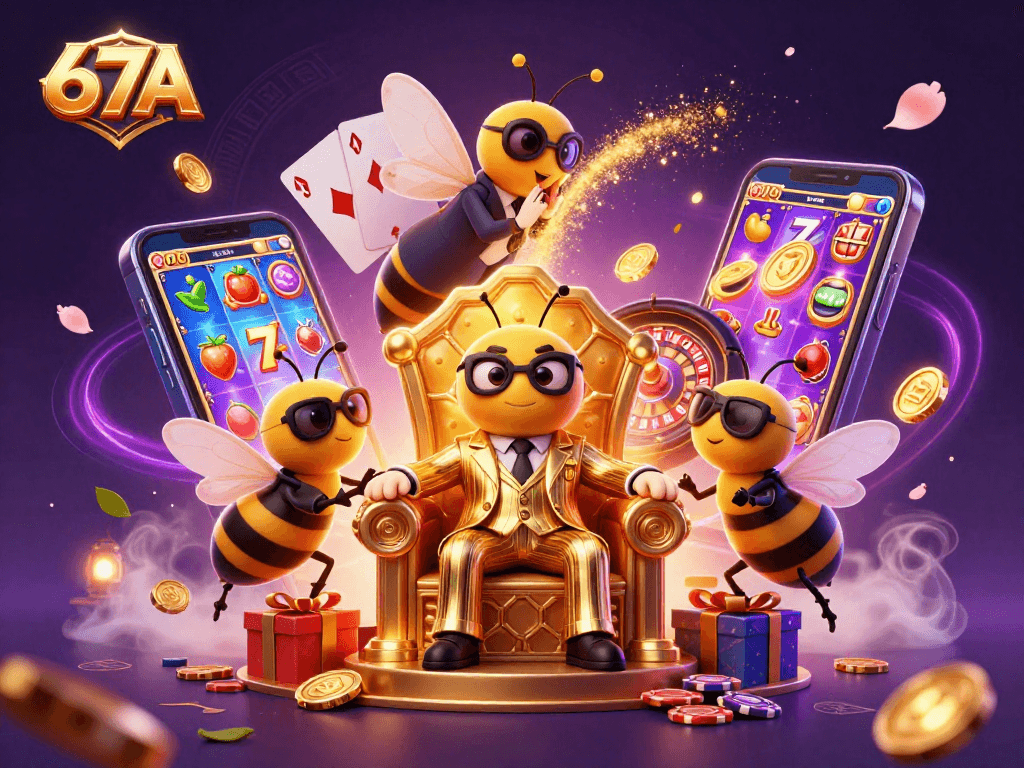 67A mergulha na ação dos jogos de cassino com personagens vibrantes e símbolos de sorte.