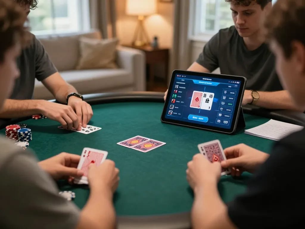 iWin online poker game in action, engaging players and exciting atmosphere at home.