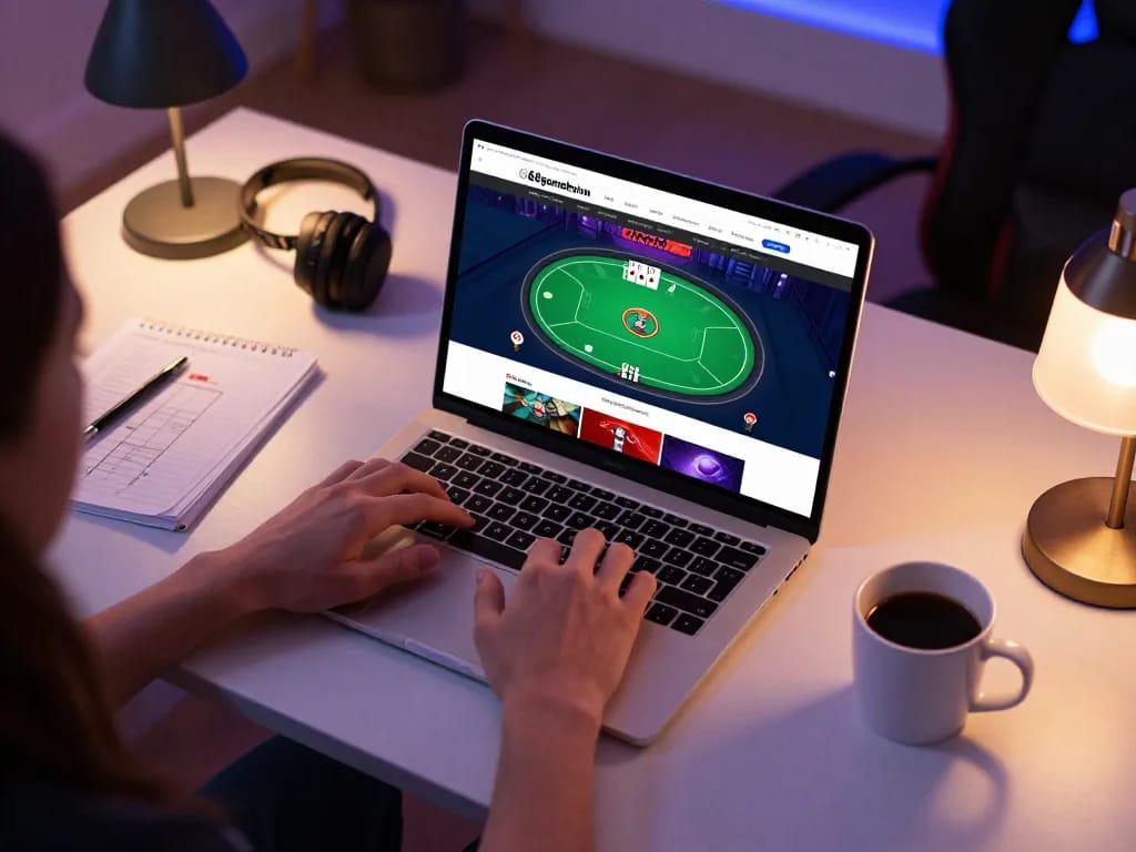 Engaging user experience on 68gamebaivn with poker gameplay visible on laptop screen