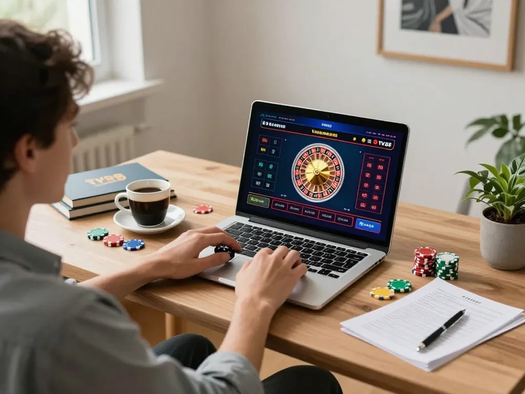 Engaged player using TV 88 for online roulette, colorful chips and betting details visible.