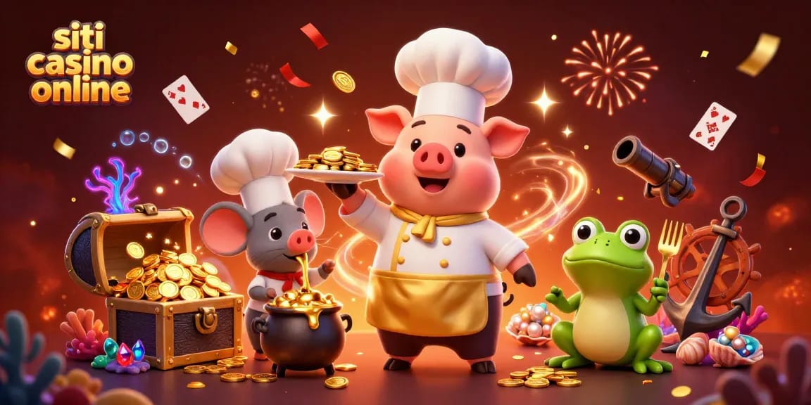 Gioca divertendoti nei siti casino online con un'immagine vivace di personaggi mentre esplorano tesori in un casinò fantastico.