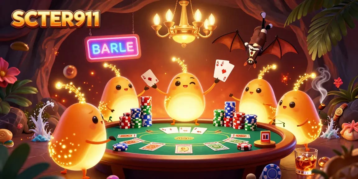 Play and win big with SCATTER911 at an enchanting cave casino illuminated by glowworms.