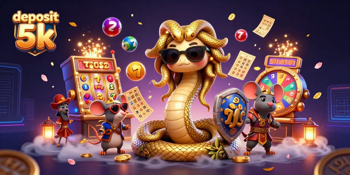 Spin and win with deposit 5k as colorful slot reels and golden jackpots create a vibrant casino atmosphere.