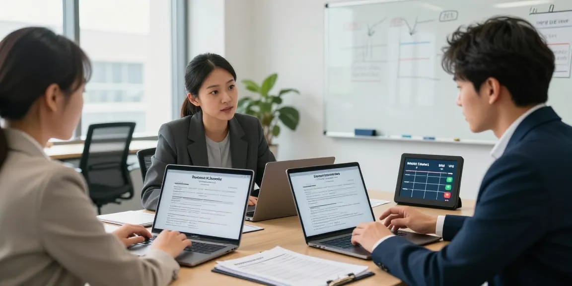 Process for migrating a business electricity account when moving to a new premise discussed by professionals in a modern office setting.