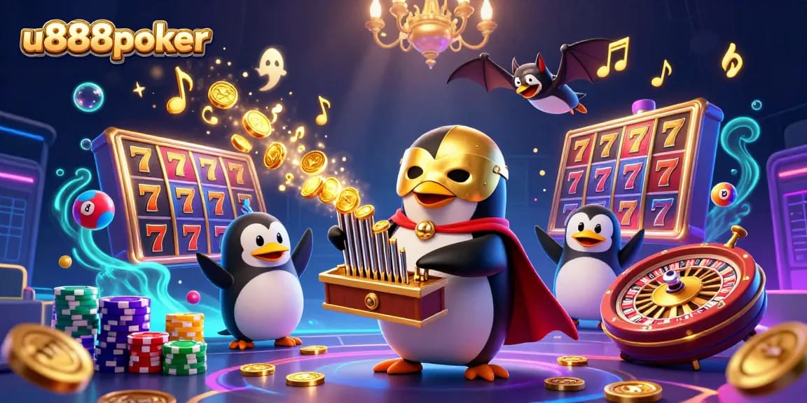 Win exciting prizes with u888poker's energetic casino scene featuring vibrant gaming elements.