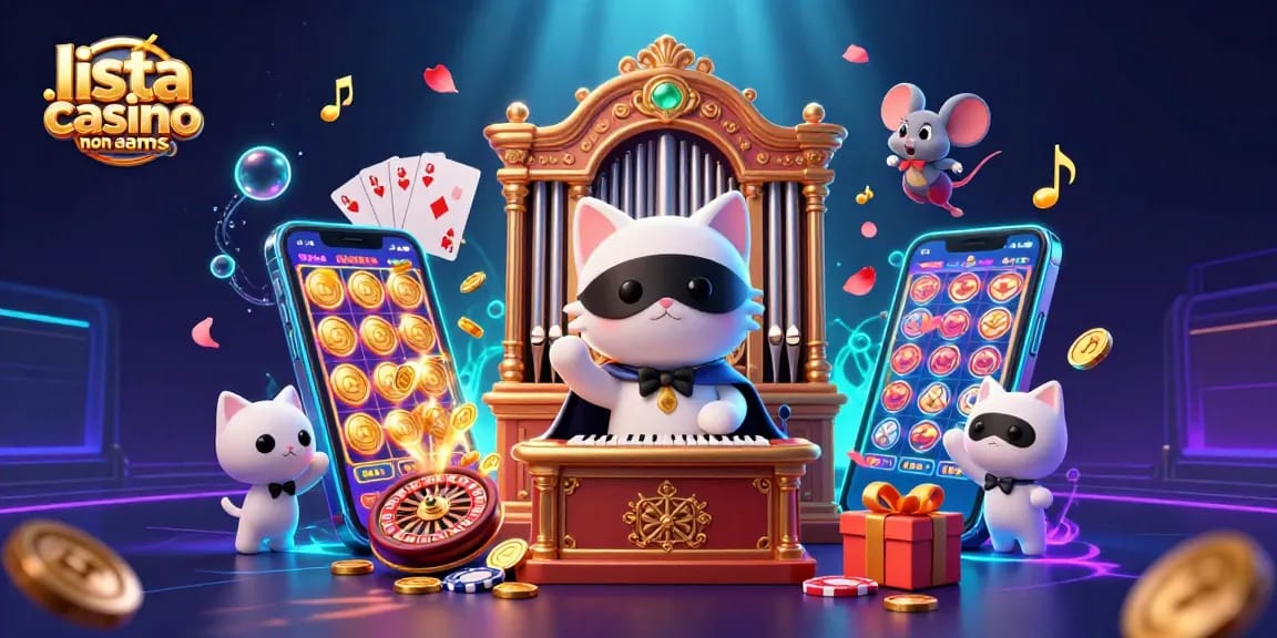 Interagisci con lista casino non aams attraverso un'illustrazione 3D vivace che mostra elementi emozionanti del casinò.