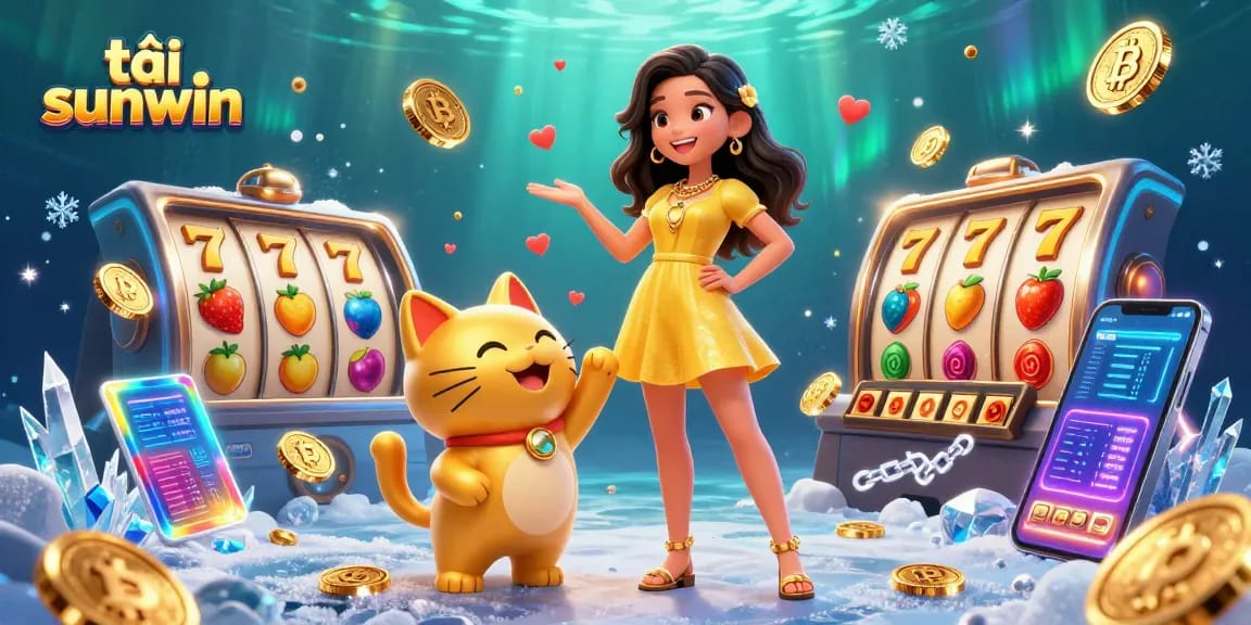Experience the thrill of tải sunwin with vibrant casino elements, cheerful interactions, and a golden lucky cat!