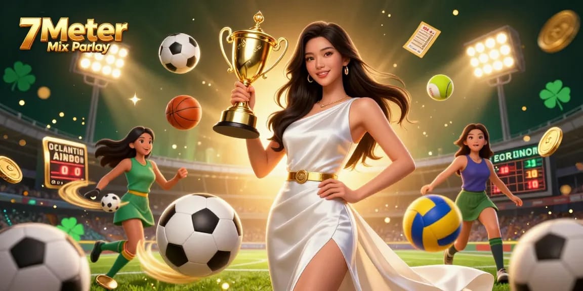 Engage with 7Meter Mix Parlay and elevate your sports betting strategy in a vibrant illustration.