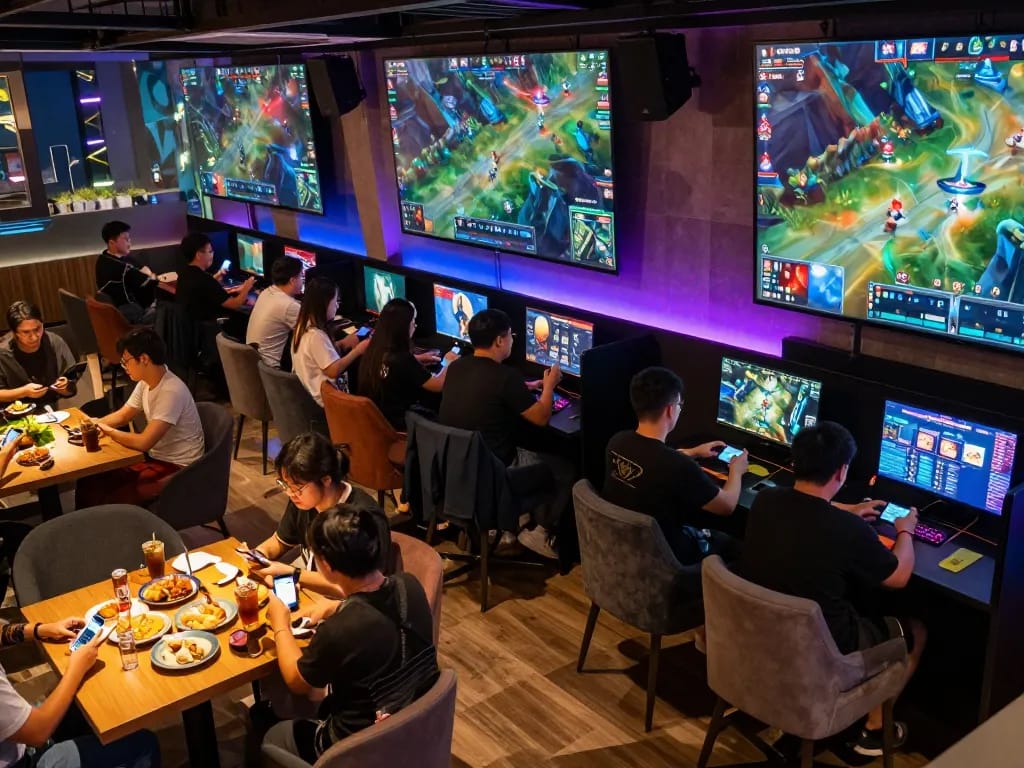 Esports betting Singapore enthusiasts actively placing bets on mobile devices during live gaming match event.