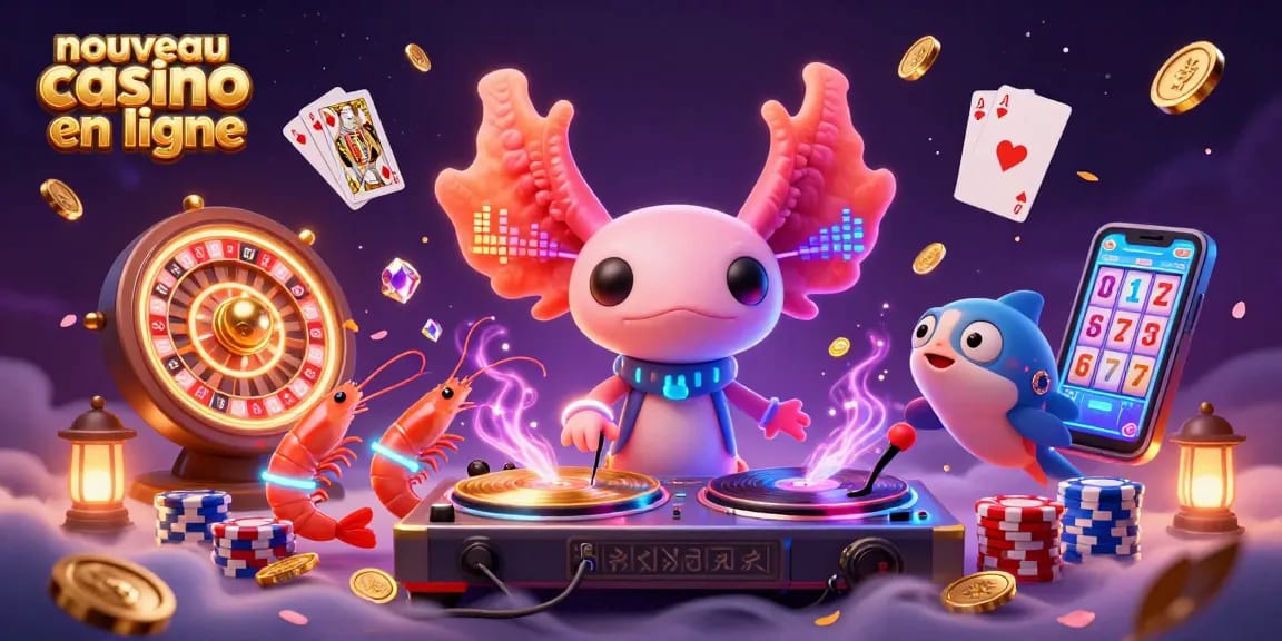 Plongez dans l'univers des nouveaux casinos en ligne avec cette illustration 3D animée à couper le souffle.