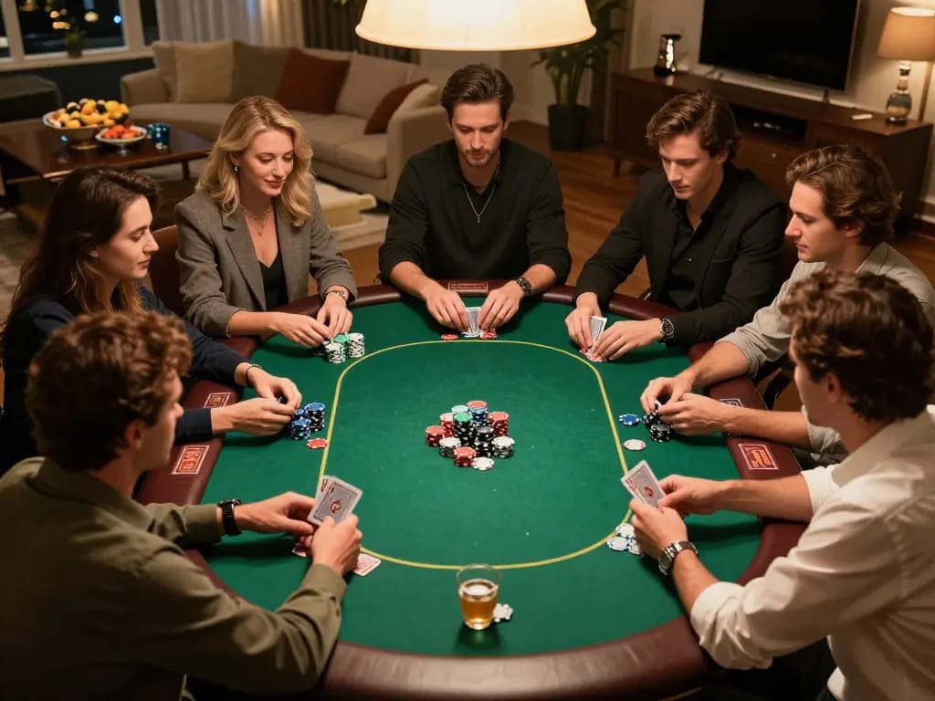 Players experiencing Texas Hold'em at home, showcasing 98win com's gaming community and excitement.