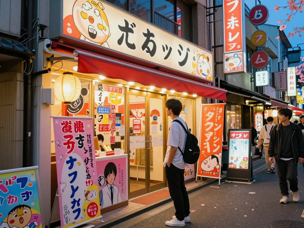 活気あふれるナイトライフとネオンライトで魅力的な中洲ソープの推薦シーン。