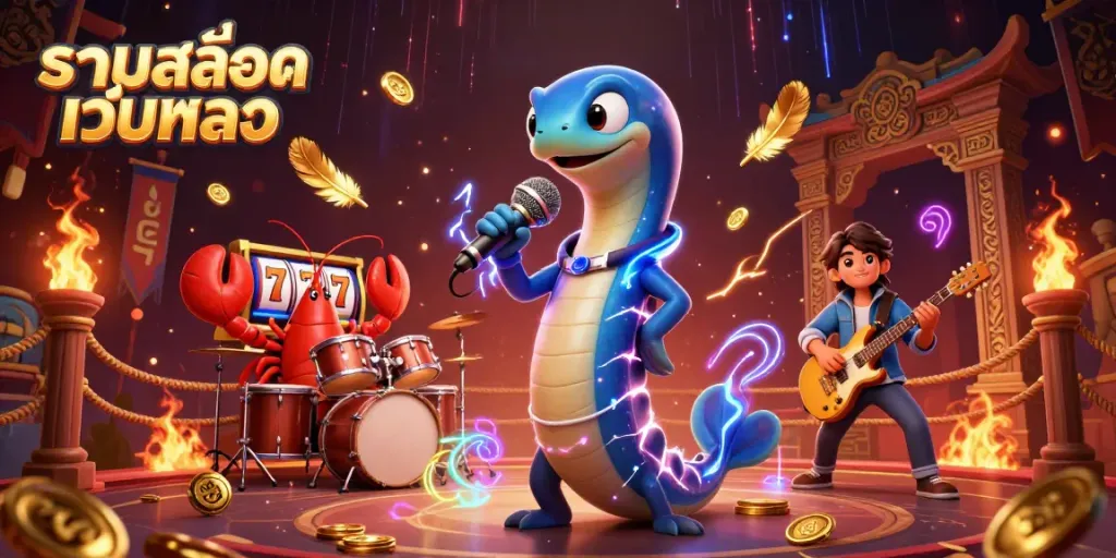 Experience the excitement of รวมสล็อตเว็บตรง with a vibrant underwater casino featuring dynamic characters and shiny game elements.