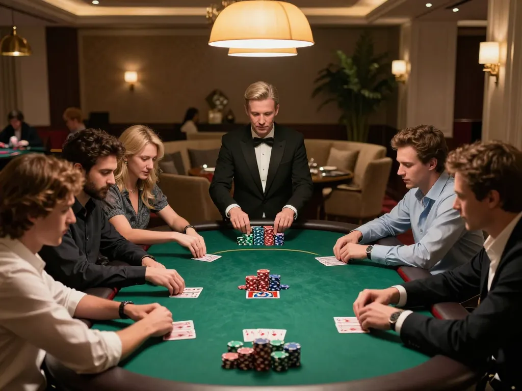 Pemain poker Bintangmpo merancang strategi taruhan mereka di meja tinggi dengan taruhan glamor.