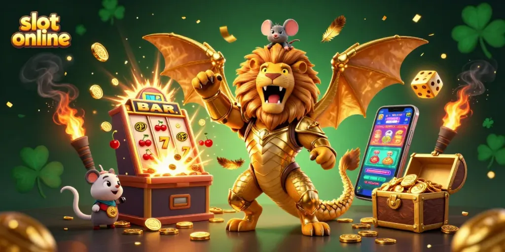 Win big at an exciting slot online game featuring a golden chimera and jackpot burst.