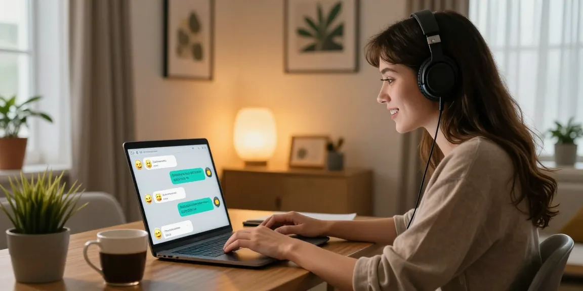 Engaging conversation in a virtual chat interface with porn chat ai elements, depicting digital communication in a cozy atmosphere.