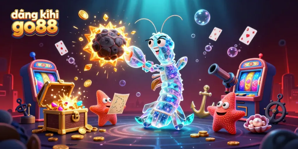 Experience the thrill of casino gaming with đăng ký go88 as the galactic armor shrimp bursts through an asteroid of gems and coins.