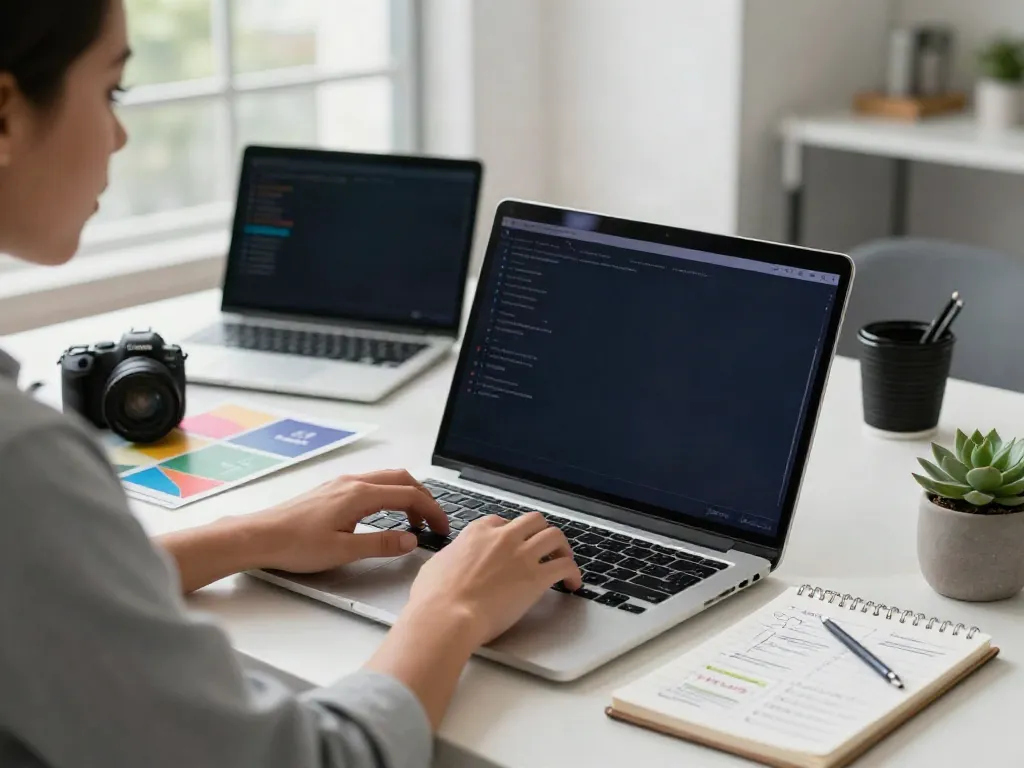 AI generated product descriptions being crafted in a vibrant online workspace.
