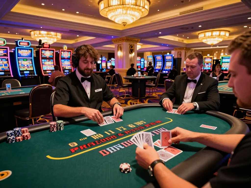 Experience the excitement of ta888 blackjack with players enjoying a high-stakes game in Las Vegas.