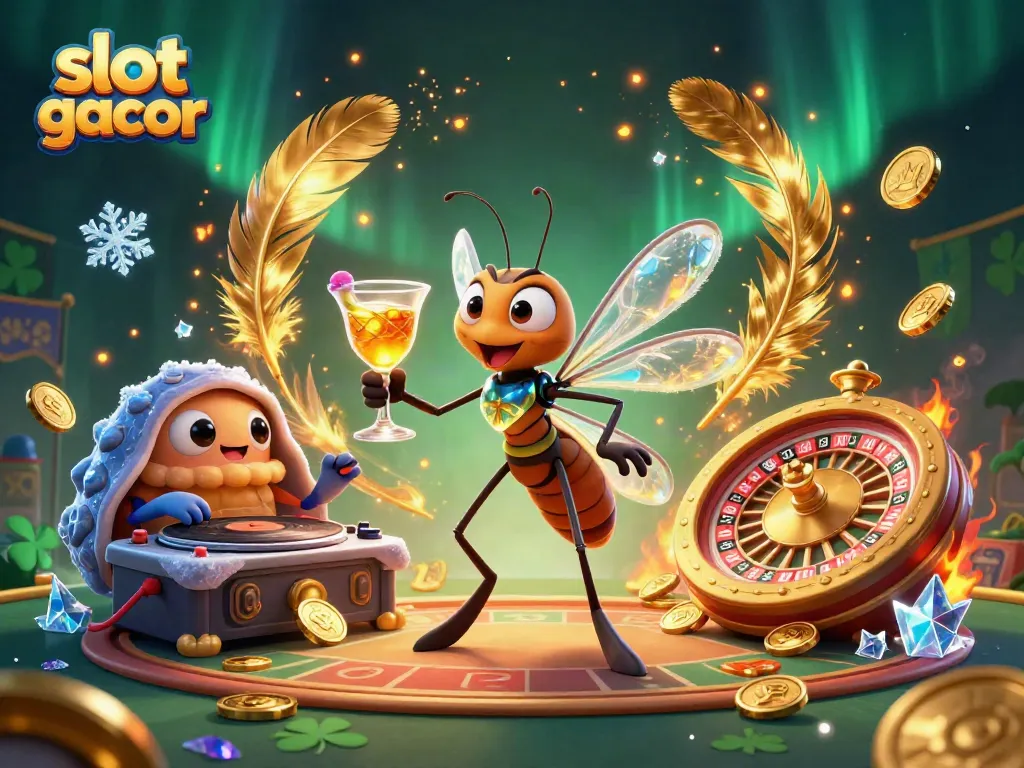 Engage in slot gacor excitement with a cartoon creature and dynamic casino elements.