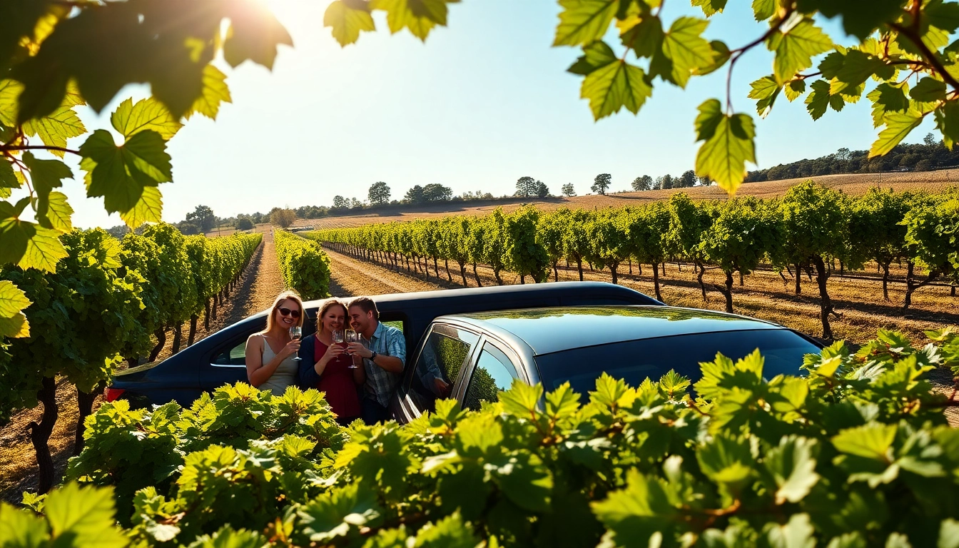 Enjoy wine tour limo packages with friends in a picturesque vineyard setting.