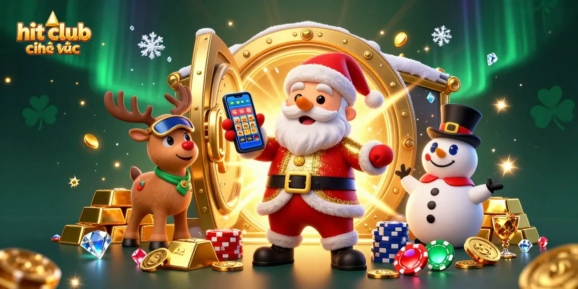 Experience thrilling jackpot slots with hit club chính thức, featuring friendly cartoon characters in a vibrant casino.