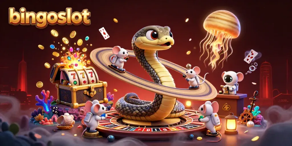 Gambarkan suasana bingoslot dengan karakter unik di lingkungan kasino digital yang berwarna-warni.
