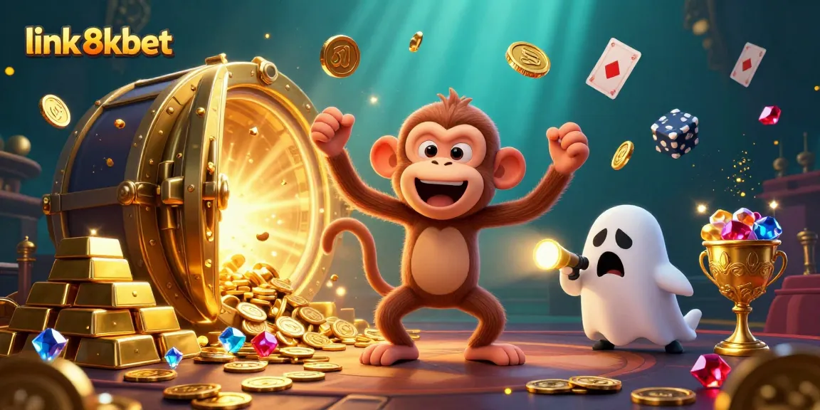 Experience the thrill at link 8xbet in this vibrant haunted casino scene with magical treasures.
