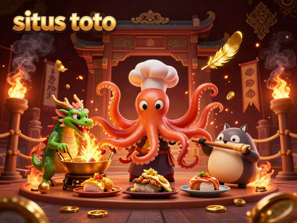 Sparking excitement with the situs toto chef octopus, wasabi dragon, and tanuki in an energetic casino scene.