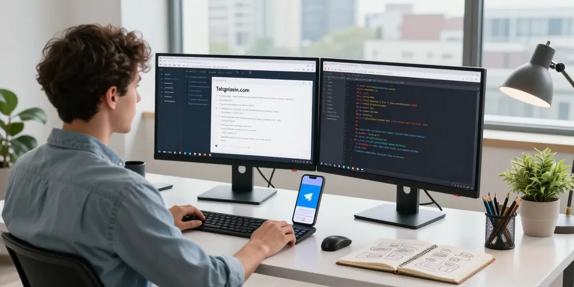 Interactive workspace display featuring telegraimin.com in a modern office environment.
